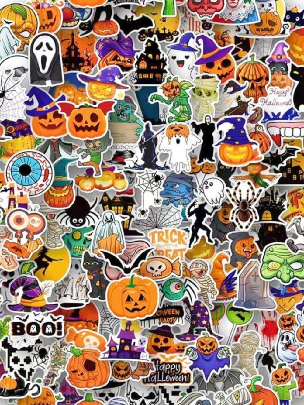 25 Halloween Vinyl Stickers 3" | Waterproof Ghost Pumpkin Witch Bat Decals